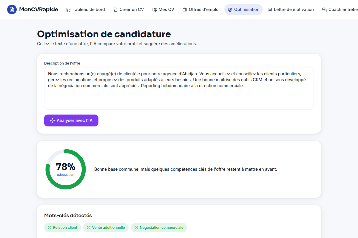 Score d'adéquation à une offre
