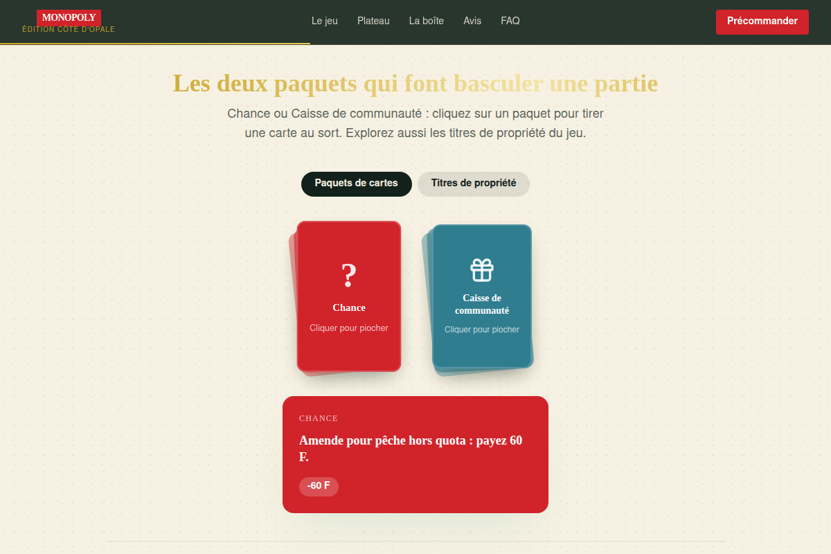 Tirage animé Chance et Caisse de communauté