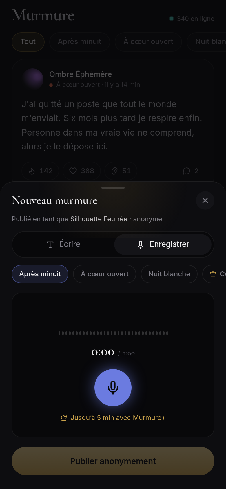 Composer un vocal, minuteur et waveform