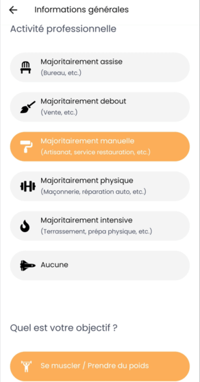 Questionnaire de profilage nutritionnel