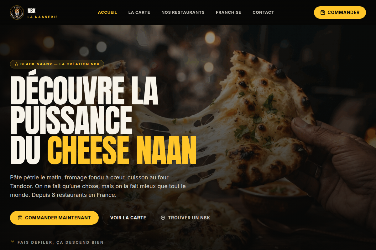 Hero Black Naan et accroche Cheese Naan