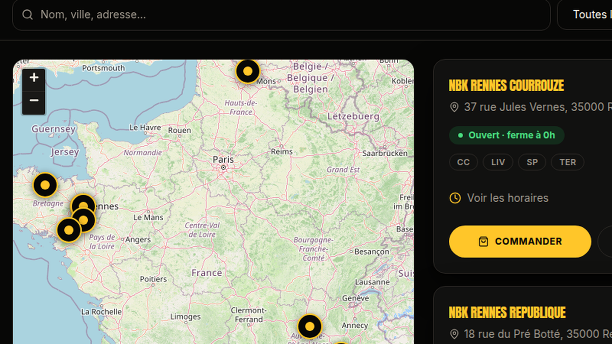 Carte des restaurants géolocalisés