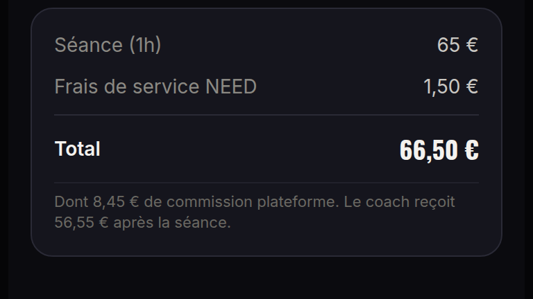 Prix et commission transparents