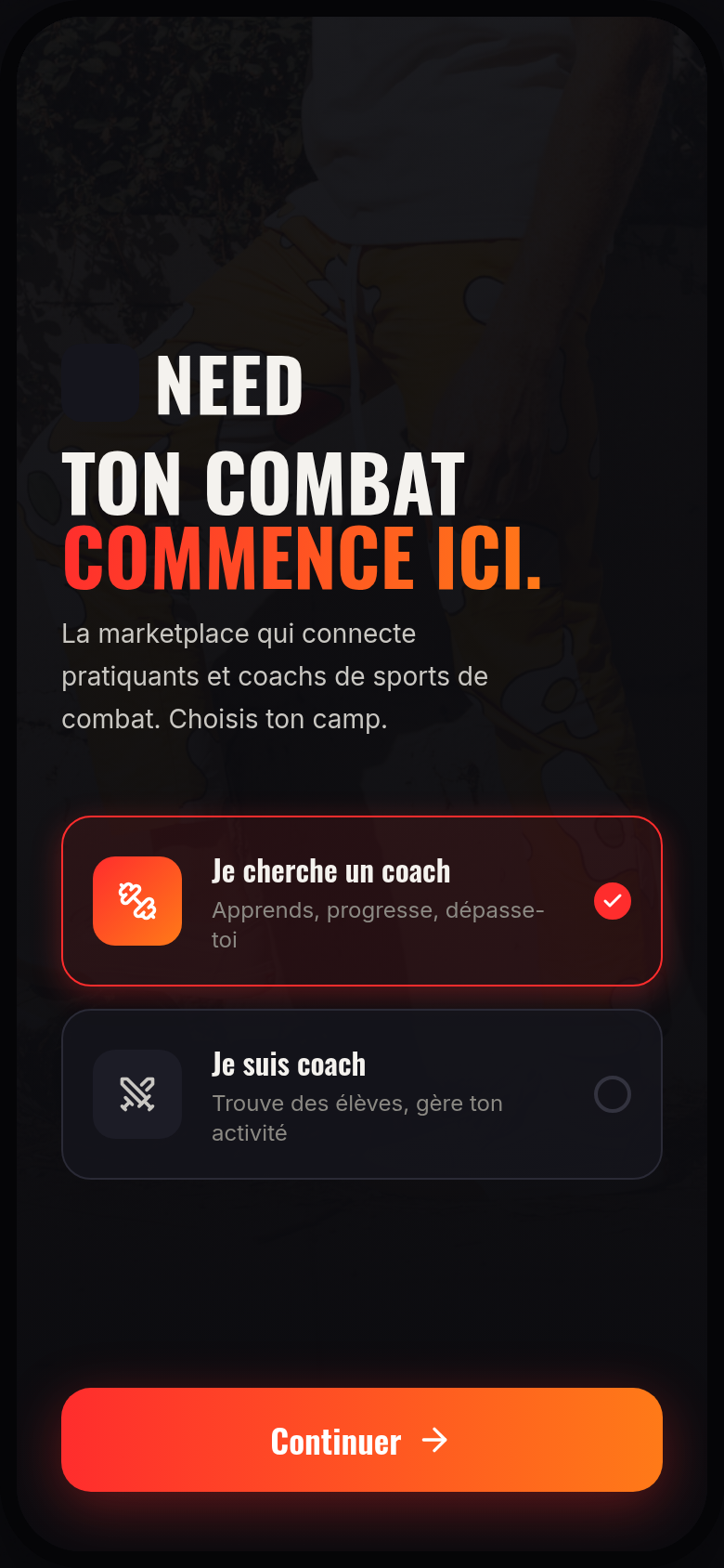 Choix du rôle et onboarding