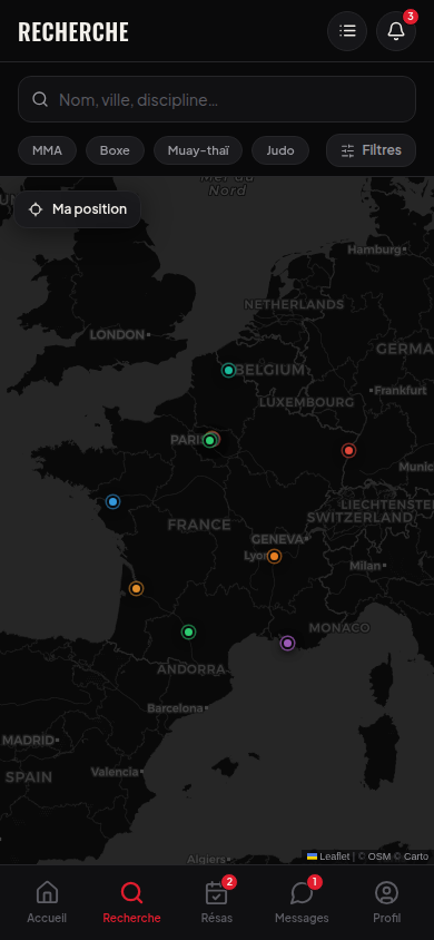 Carte interactive des coachs