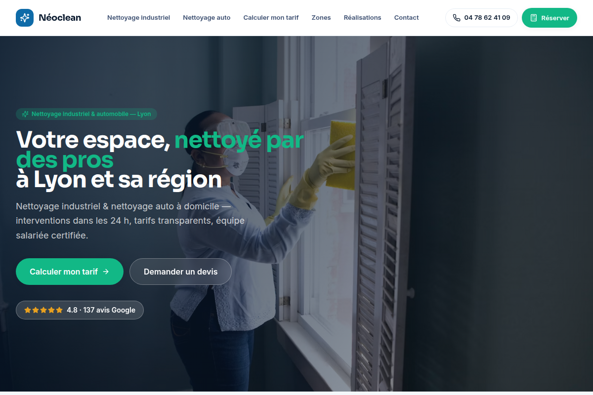 Accueil Néoclean : hero, activités, avis Google