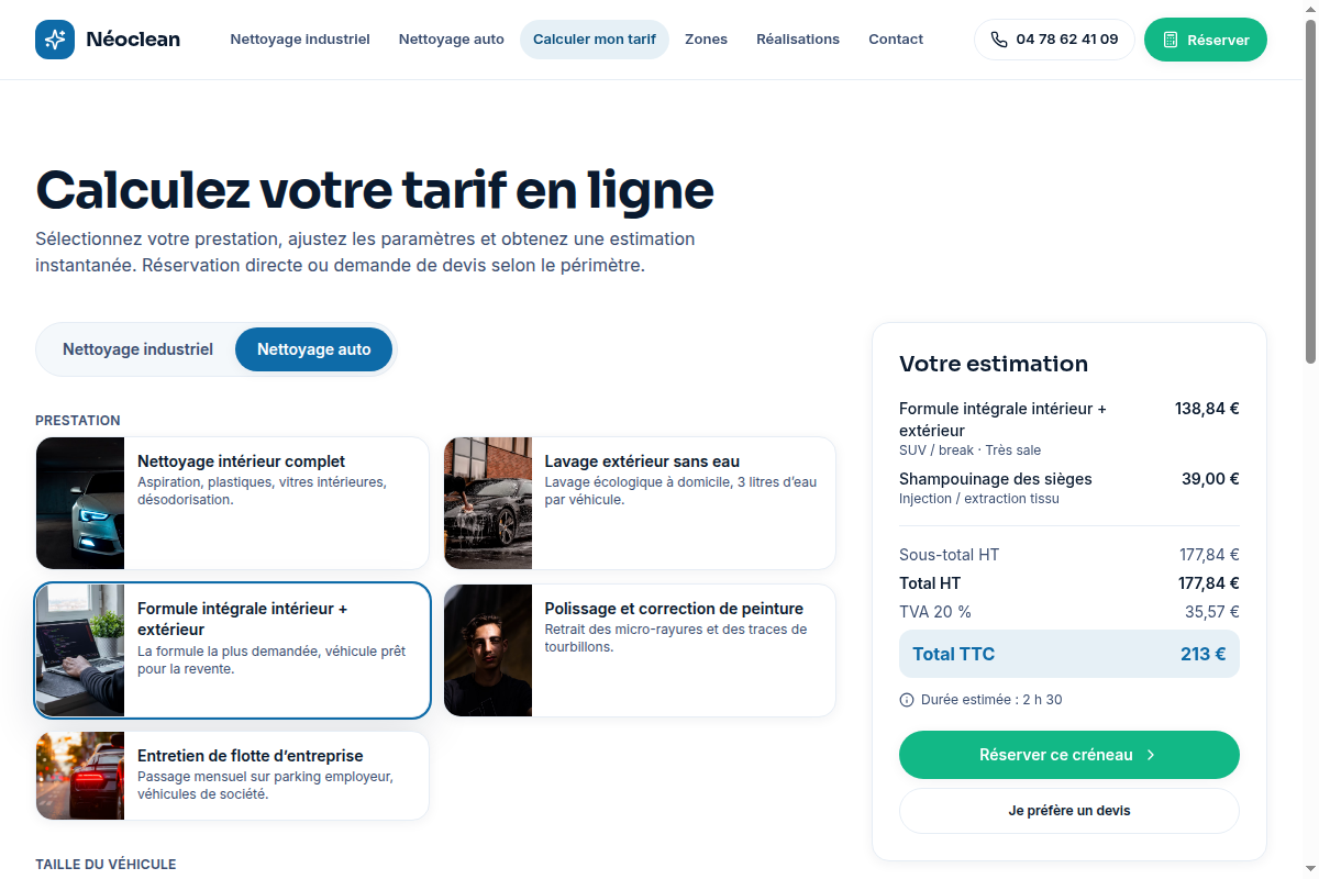 Calculatrice tarif auto : SUV, option, 213€ TTC