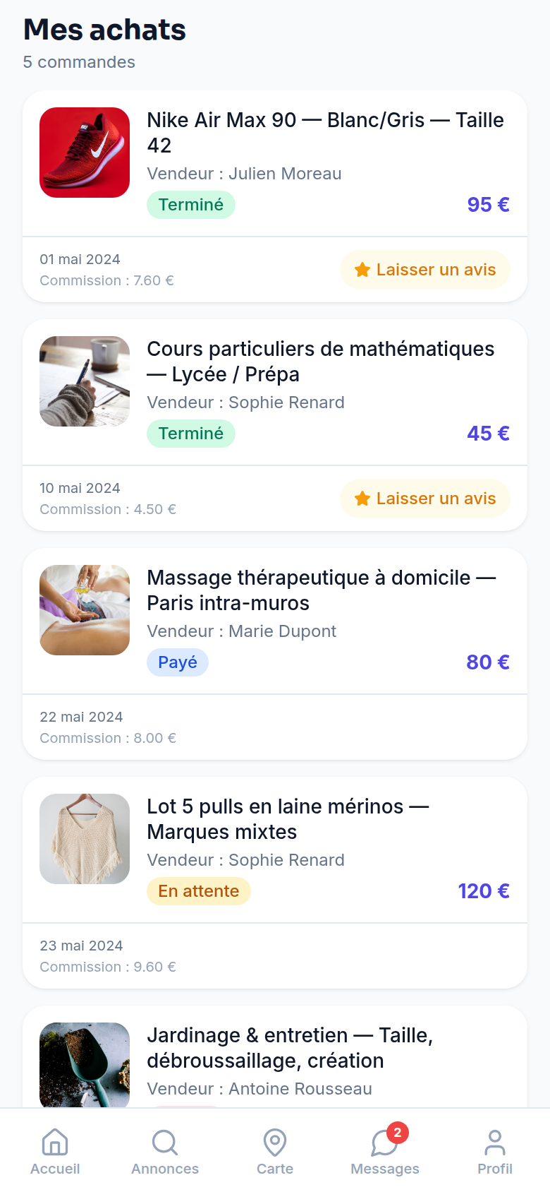 Suivi des commandes