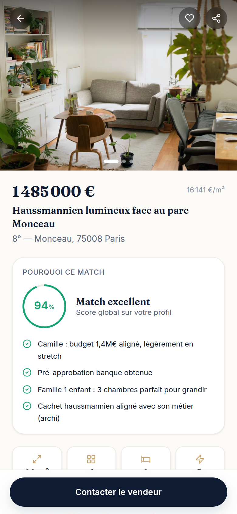 Fiche bien avec score détaillé