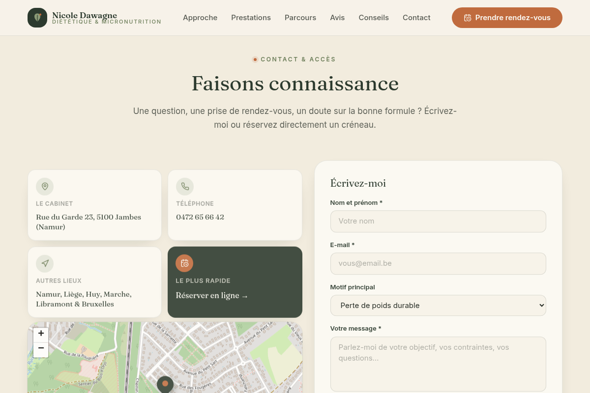 Contact, carte du cabinet et horaires