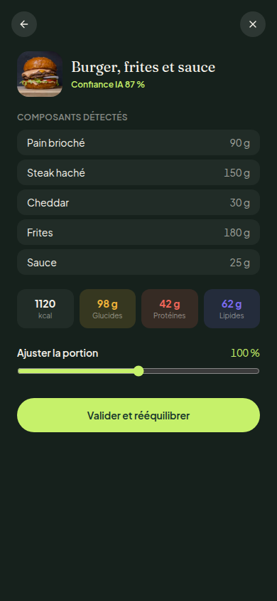 Photo au restaurant : macros estimées par l'IA