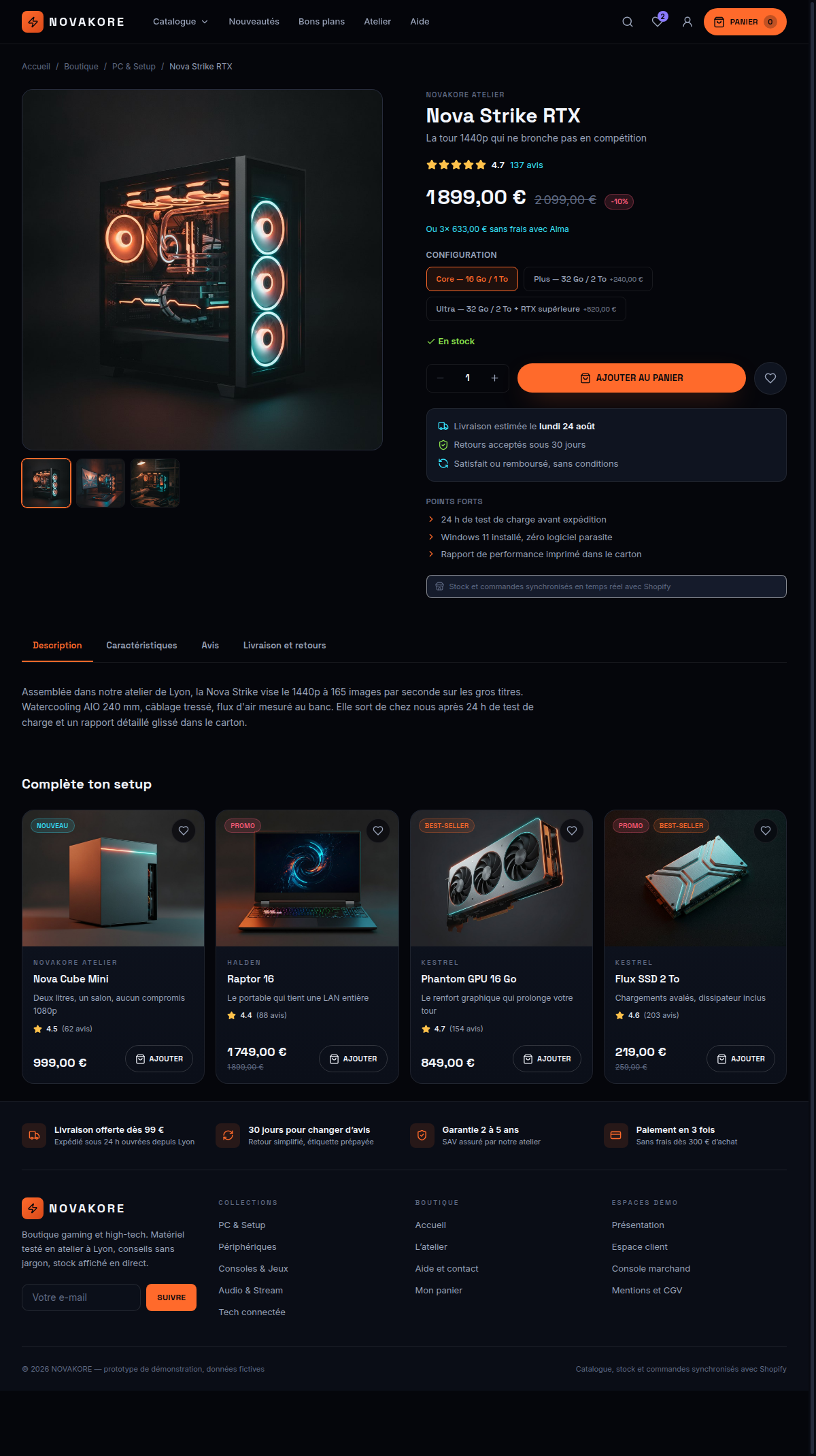 Fiche produit Nova Strike RTX, configs et avis