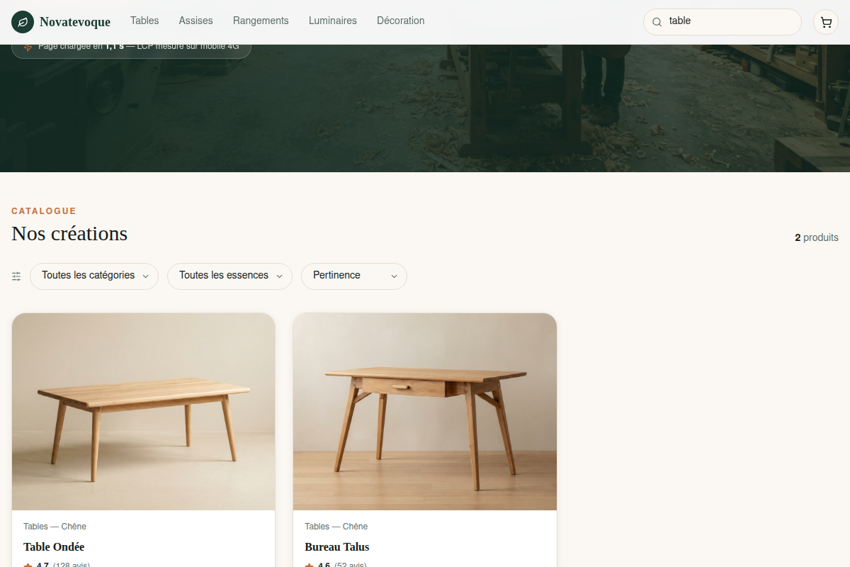 Recherche instantanée dans le catalogue