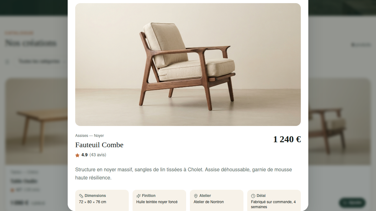Fiche produit sans changement de page