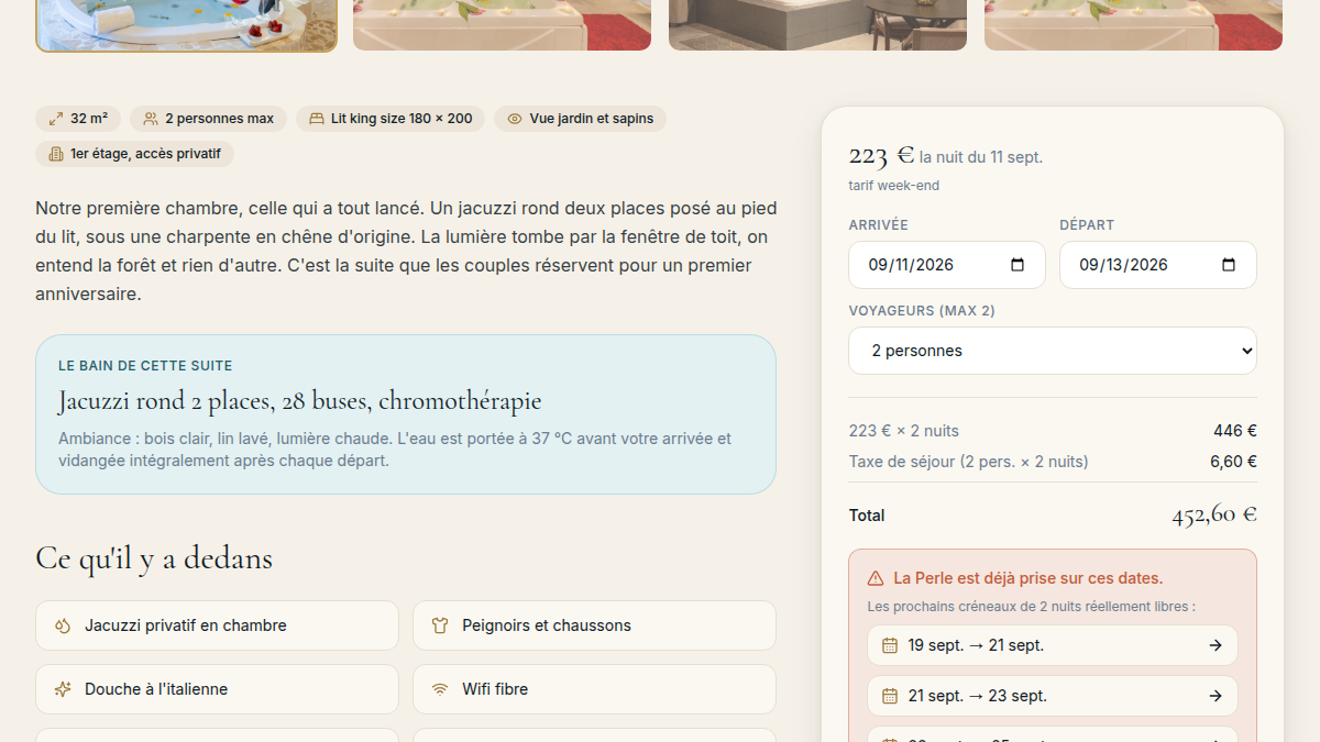 Une fiche suite qui vend le jacuzzi