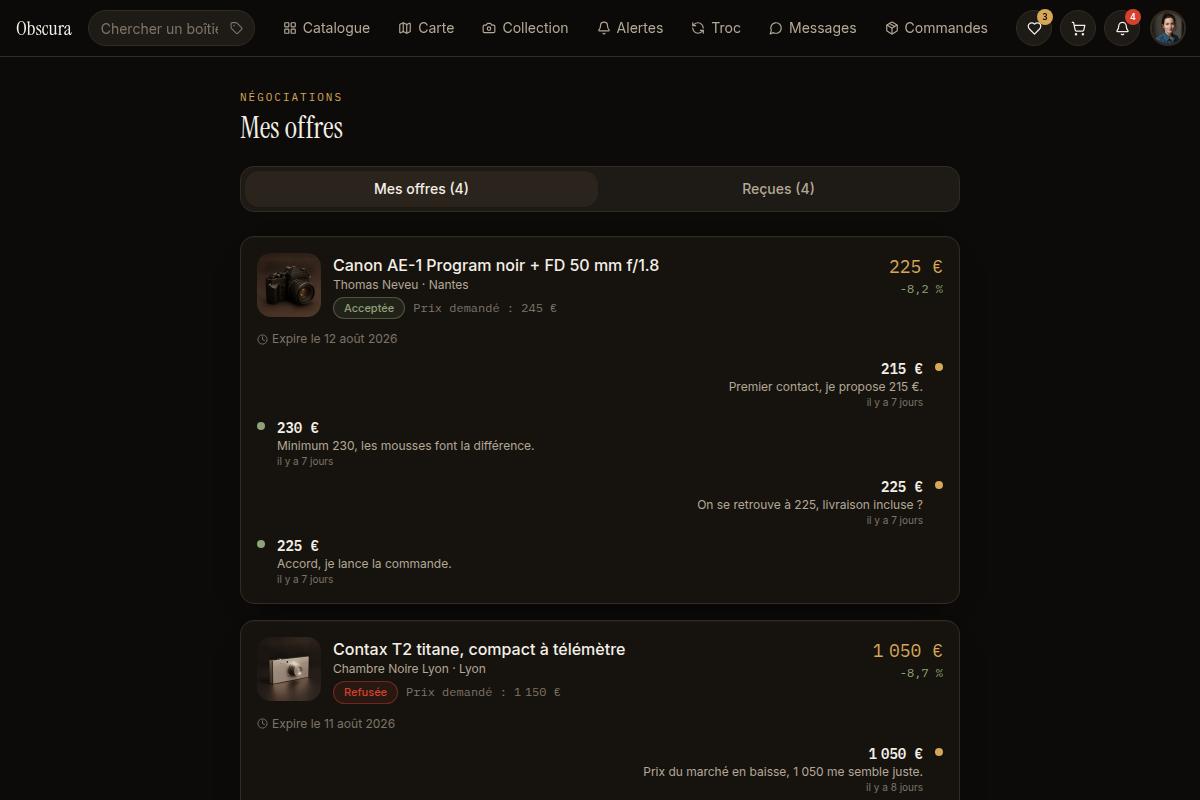 Suivi des offres et contre-offres