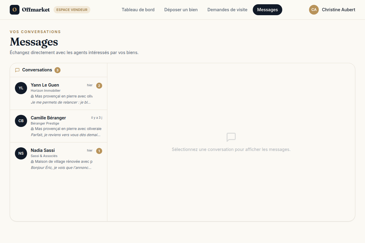 Messagerie — conversations agents
