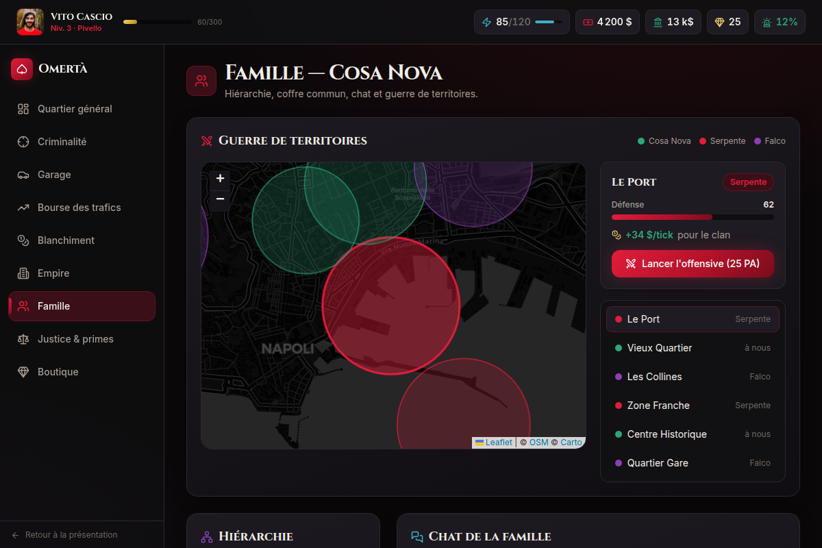 Famille — carte Leaflet des territoires du clan