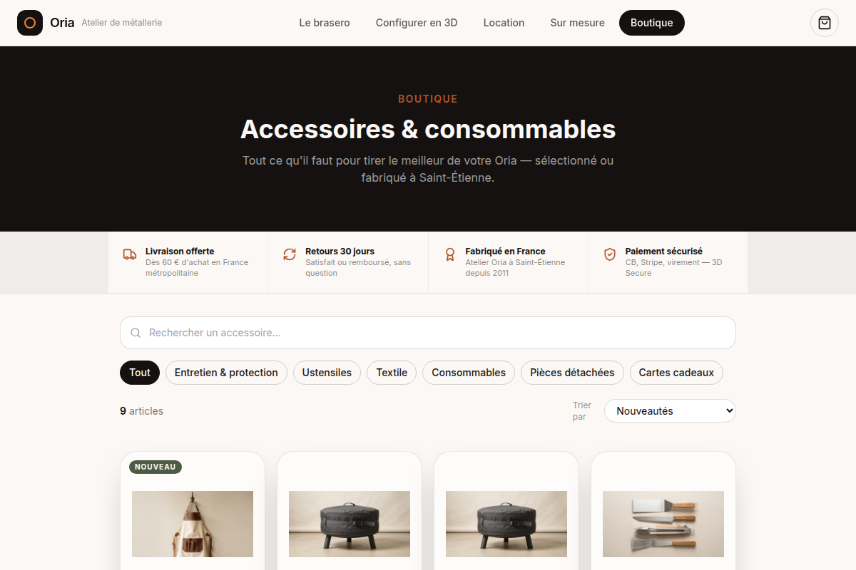 Boutique : recherche, filtres et tri