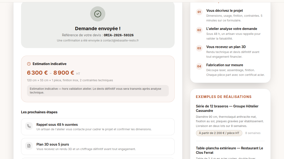 Estimation chiffrée immédiate