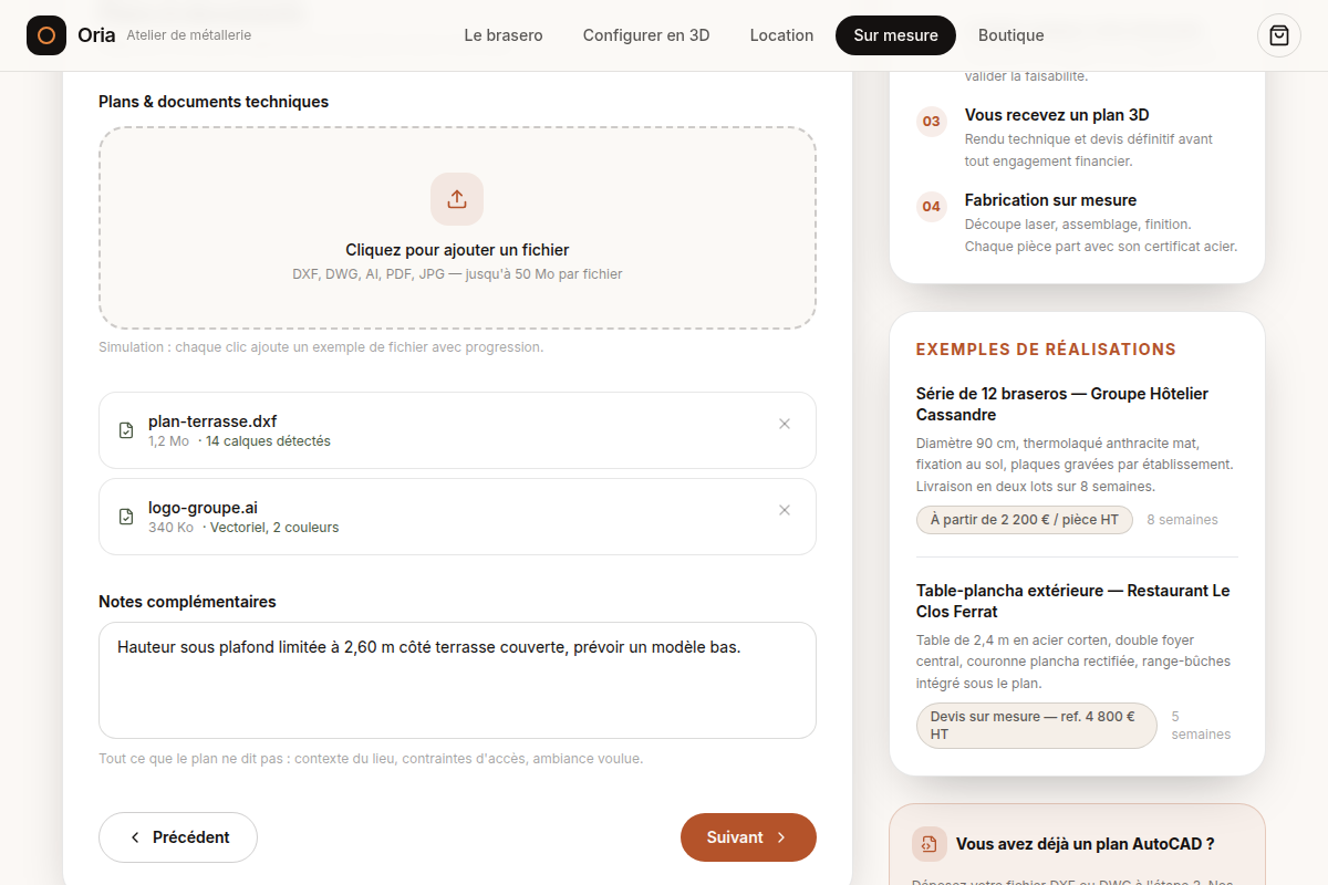 Devis, étape 3 : dépôt de plans