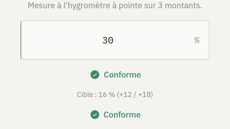 La conformité se calcule pendant la saisie