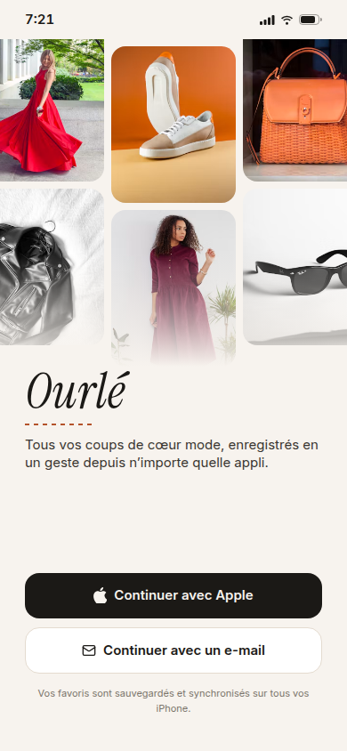 Connexion Apple ou e-mail