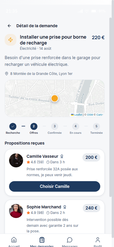 Comparer les offres reçues des prestataires