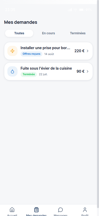 Suivi de toutes les demandes publiées