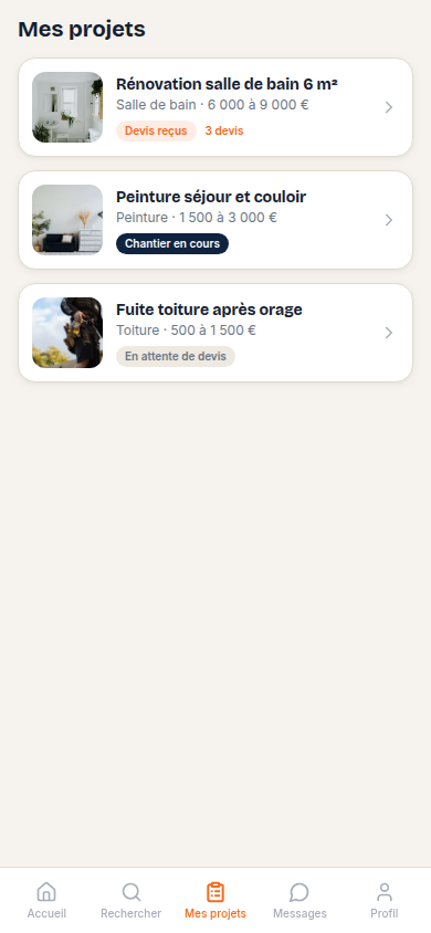 Suivi des projets et de leur statut