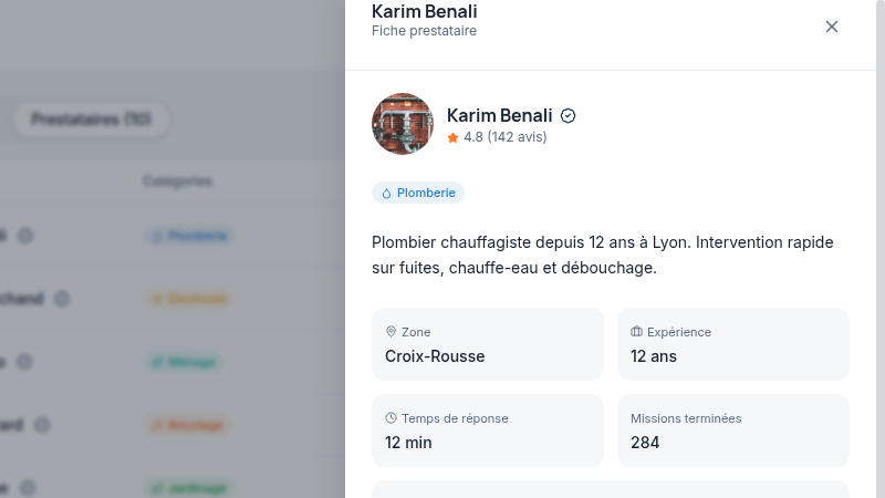Prestataires vérifiés et notés