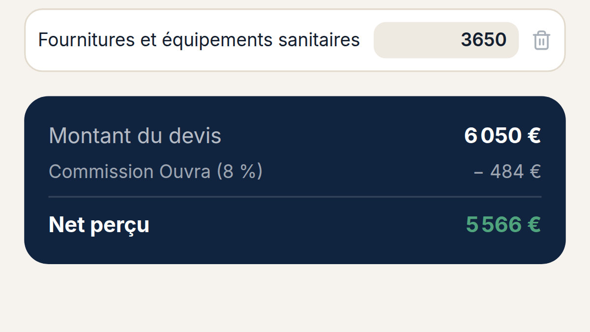 Commission calculée en direct