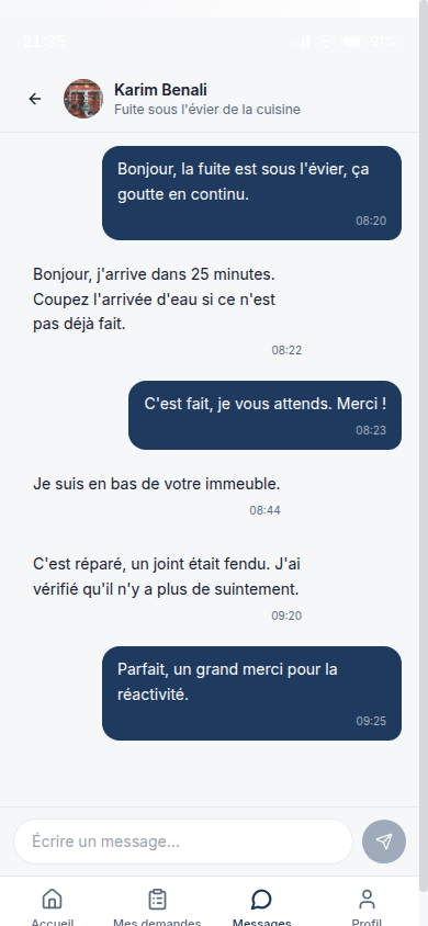 Échanger en direct avec le prestataire