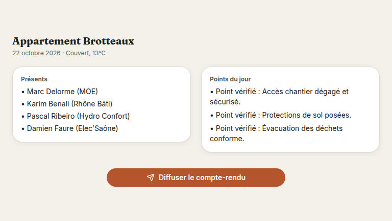 Compte-rendu généré sur place