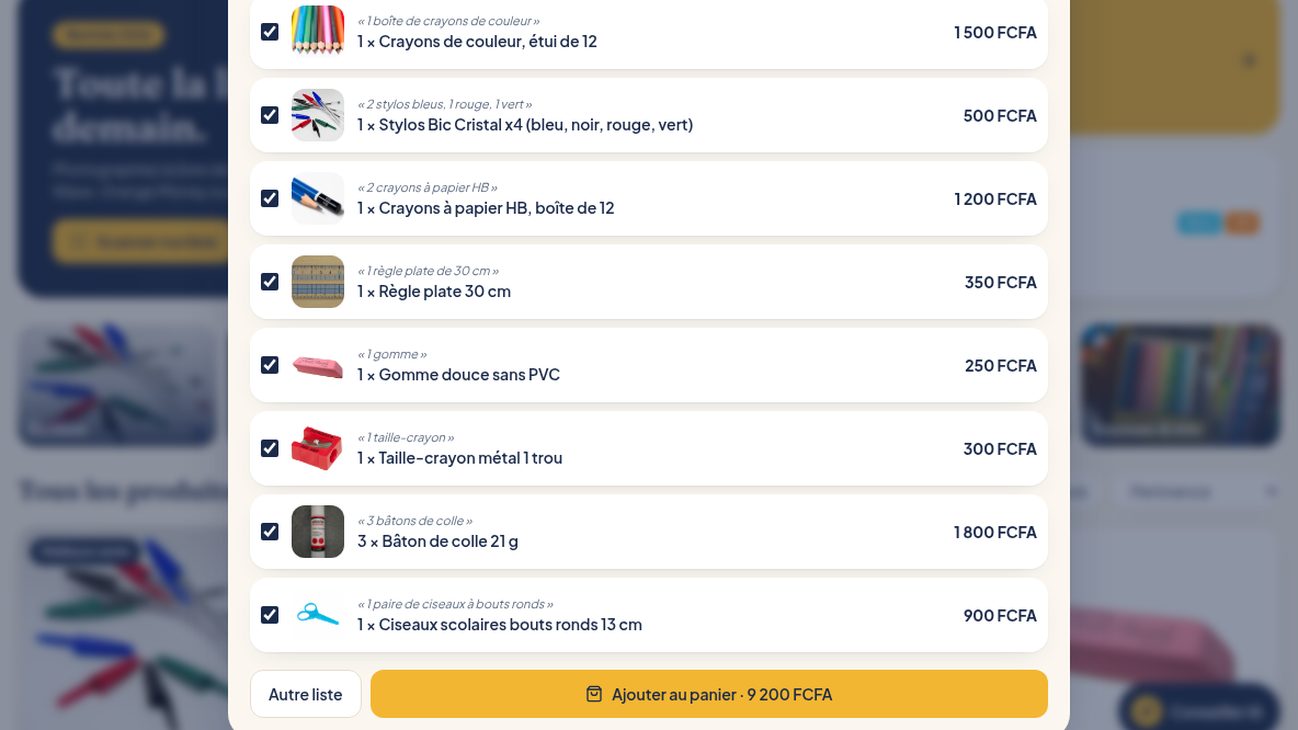 La liste scolaire devient le panier