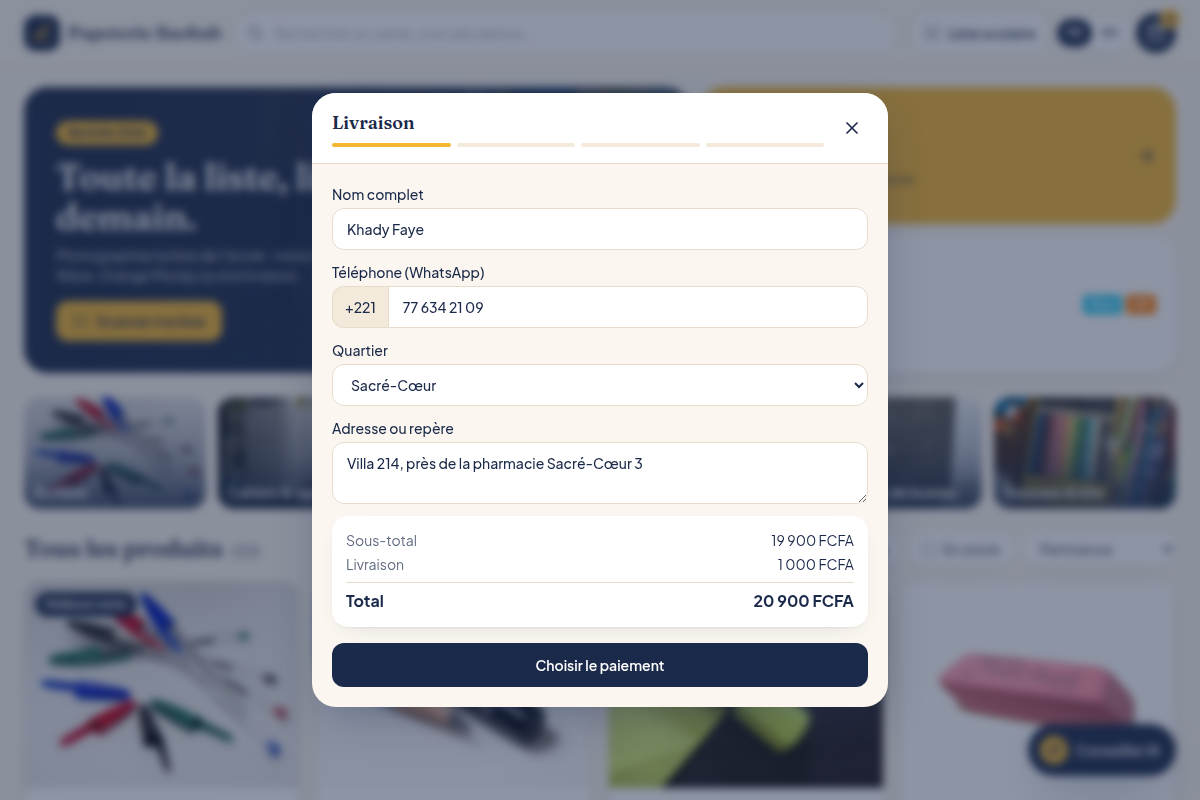 Commande : informations de livraison