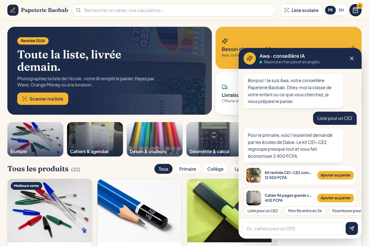 Awa, l'IA qui recommande par niveau scolaire