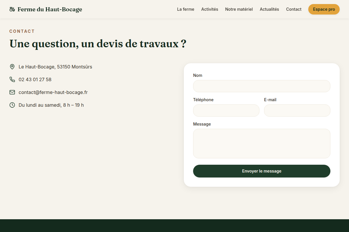Coordonnées et horaires de contact