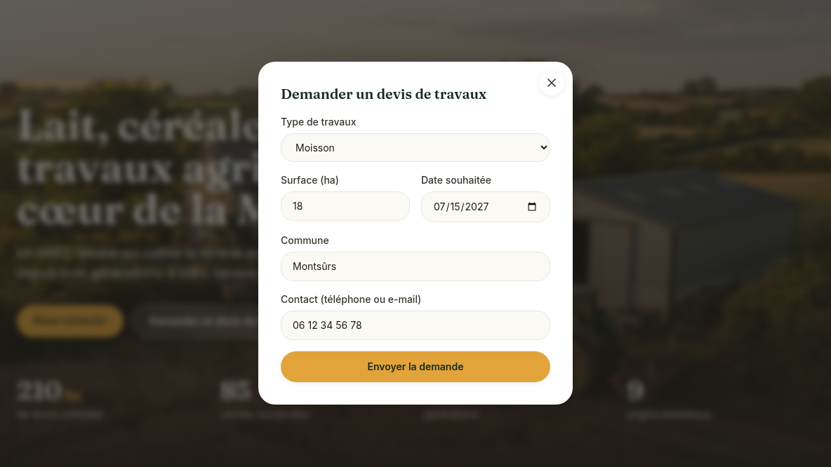 Une demande de devis en un clic depuis le matériel