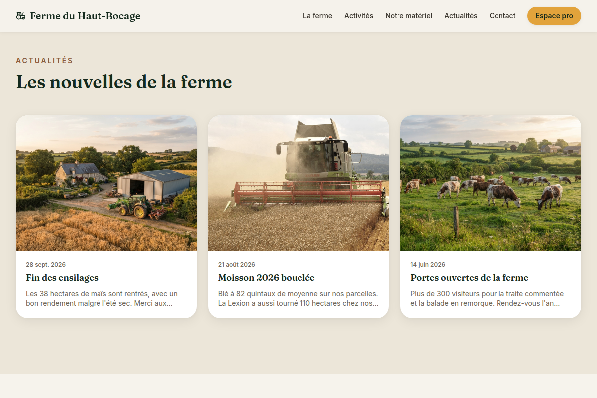 Actualités de la ferme