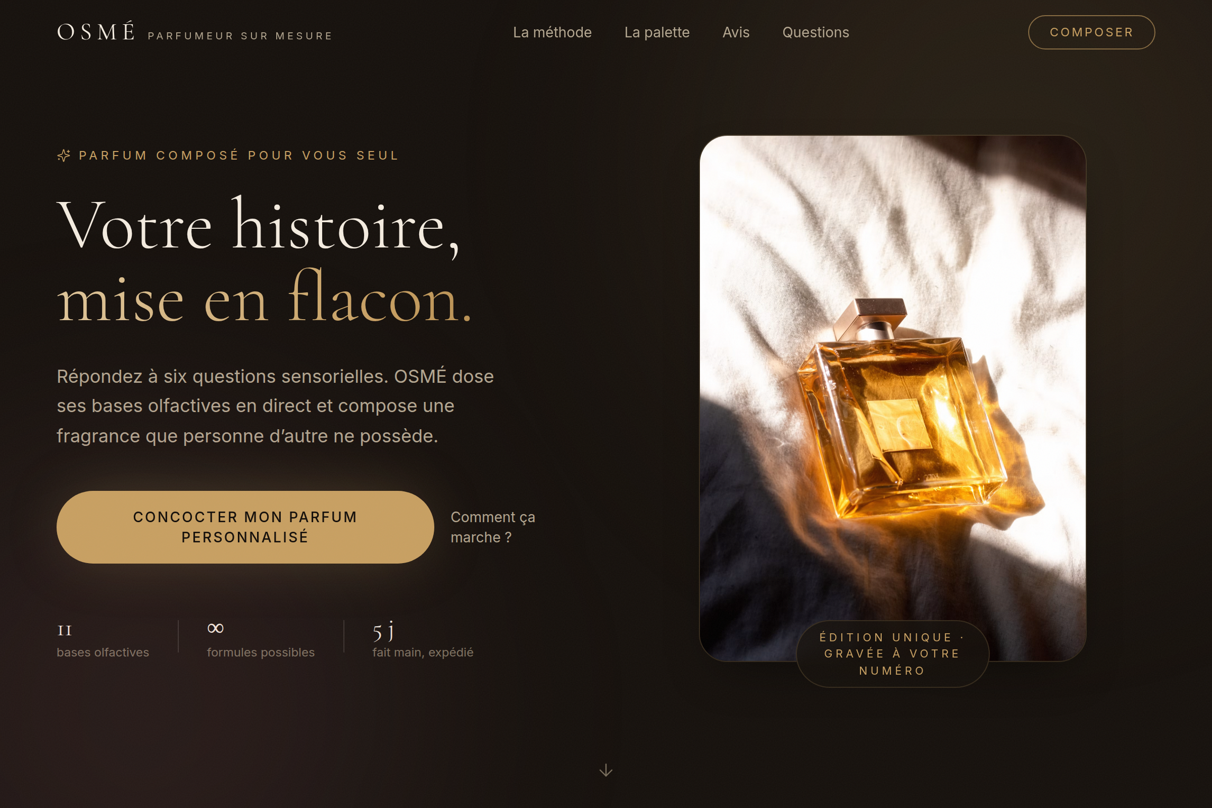 Le flacon unique, gravé à votre numéro