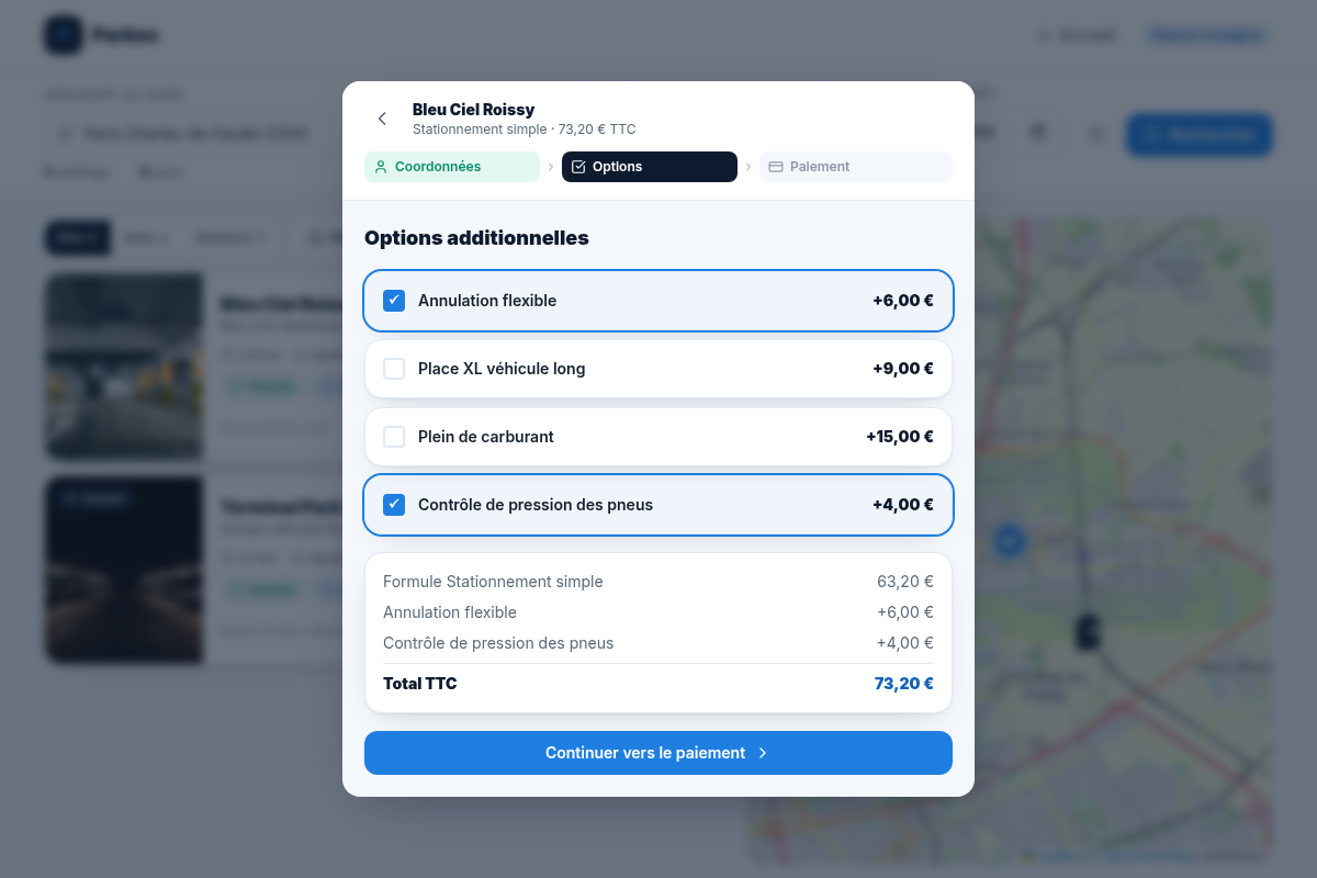 Étape 2 : options et récapitulatif prix