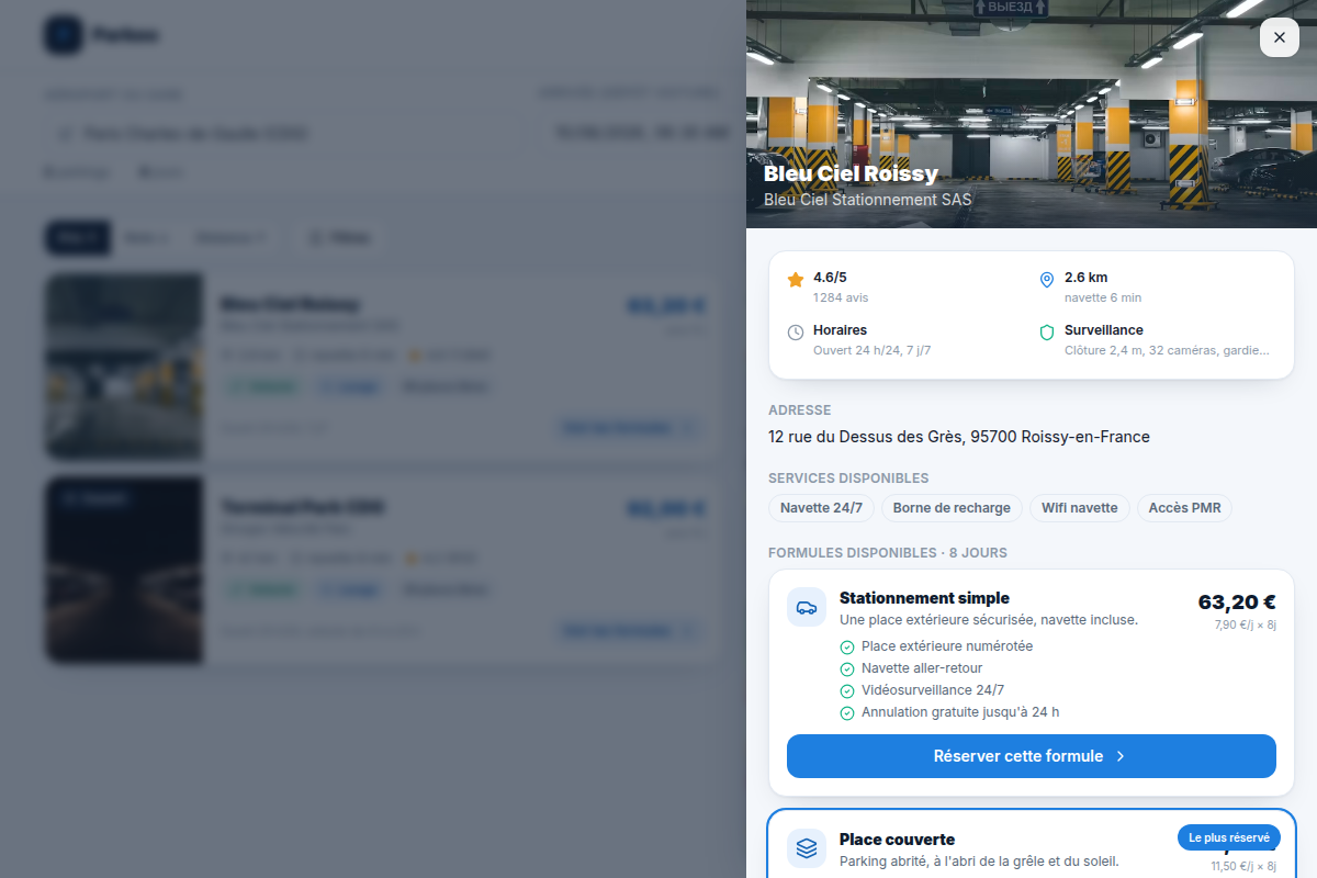 Fiche parking : avis, services et formules