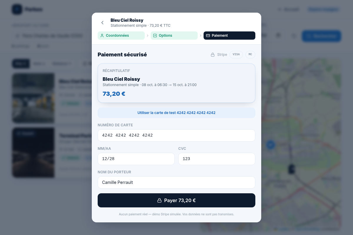 Étape 3 : paiement sécurisé simulé