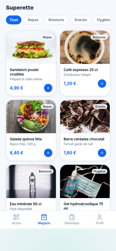 Rayons de la superette sans personnel