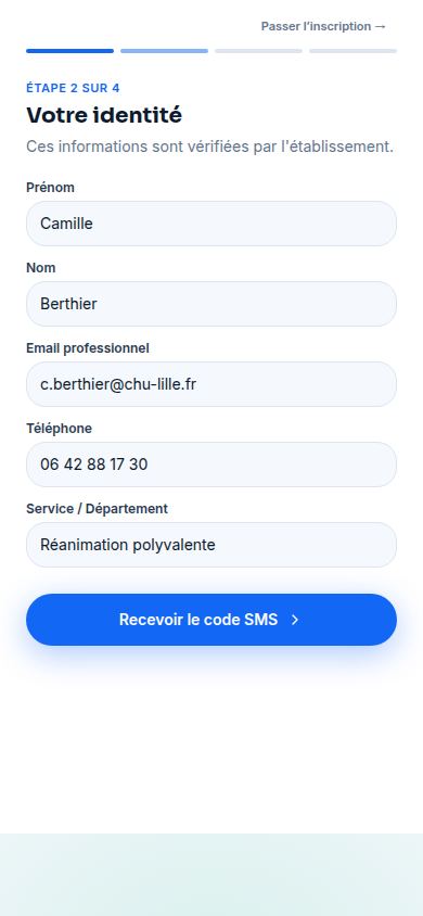 Formulaire d'identité pré-rempli