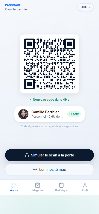 QR code personnel, régénéré à la volée