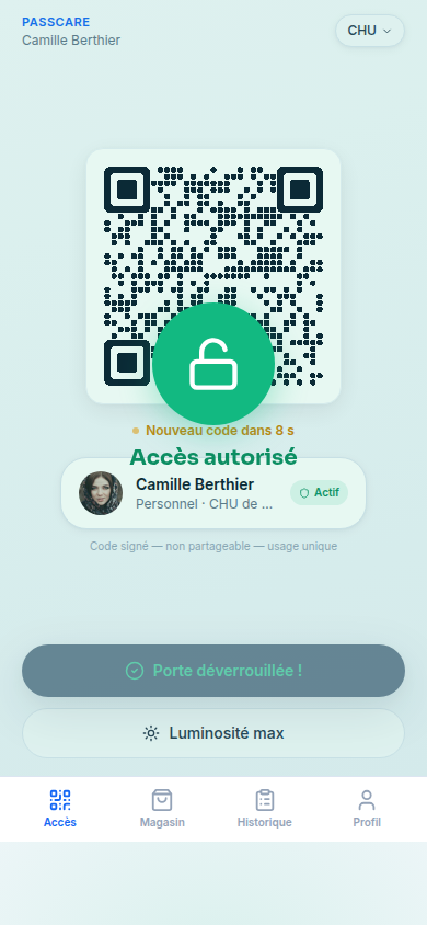 Porte déverrouillée après scan