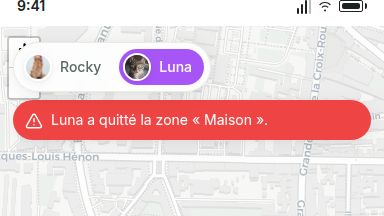 Alerte immédiate à la sortie de zone