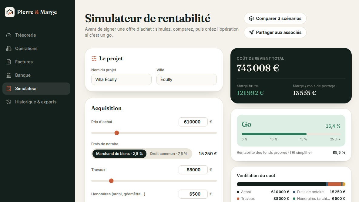 Simulateur de rentabilité instantané